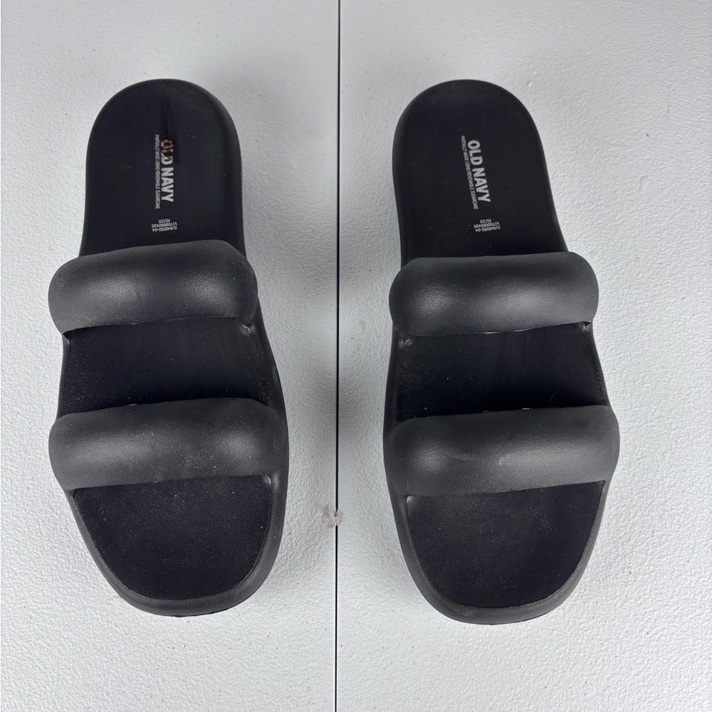 Old Navy Black Double Strap Cloud Slides Sandals Women’s Size 10 — EUC